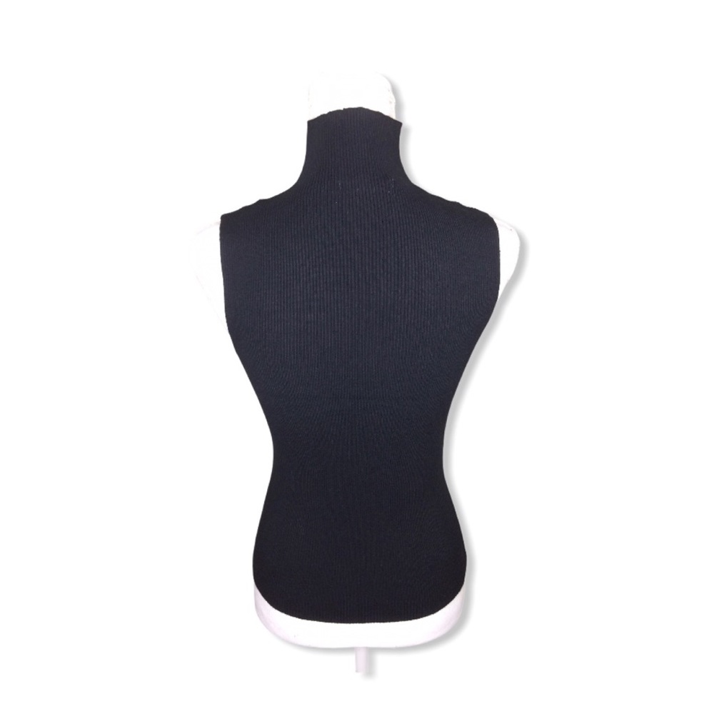 Sold out - Black Ribbed Turtleneck Sleeveless Sweater Top - Picture 3 of 3